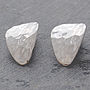 Silver Textured Petal Clip On Earrings, thumbnail 2 of 6