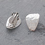 Silver Textured Petal Clip On Earrings, thumbnail 3 of 6