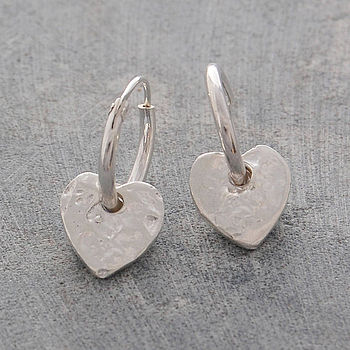 Heart Sterling Silver Small Hoop Earrings, 3 of 5