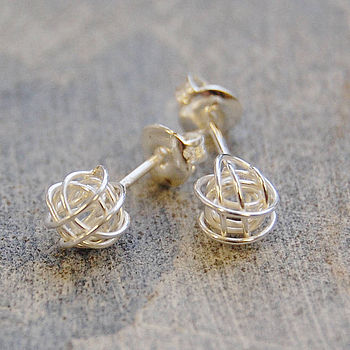 Tiny Gold Plated Silver Nest Stud Earrings, 2 of 3