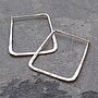 Battered Large Square Sterling Silver Hoops, thumbnail 4 of 5