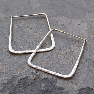 Silver Square Hoop Earrings The Best Produck Of Earring Battered Large Square Sterling Silver Hoops By Otis Jaxon