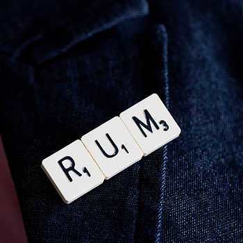 'Rum' Vintage Scrabble Tile Brooch, 2 of 2
