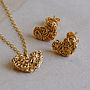 Mesh Heart Gold Plated Sterling Silver Necklace, thumbnail 3 of 8