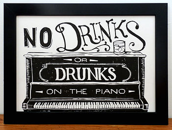 Drunk Piano Linocut Print, 2 of 3