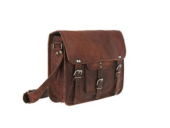 Classic Leather Satchel With Front Pocket, 4 of 7