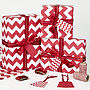 Recycled Red Chevron White Wrapping Paper, thumbnail 1 of 10