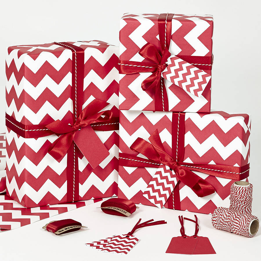 red chevron wrapping paper