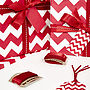 Recycled Red Chevron White Wrapping Paper, thumbnail 4 of 10