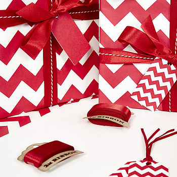 Recycled Red Chevron White Wrapping Paper, 4 of 10