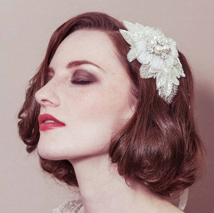 Lily Beaded Flower Wedding Headband By Debbie Carlisle