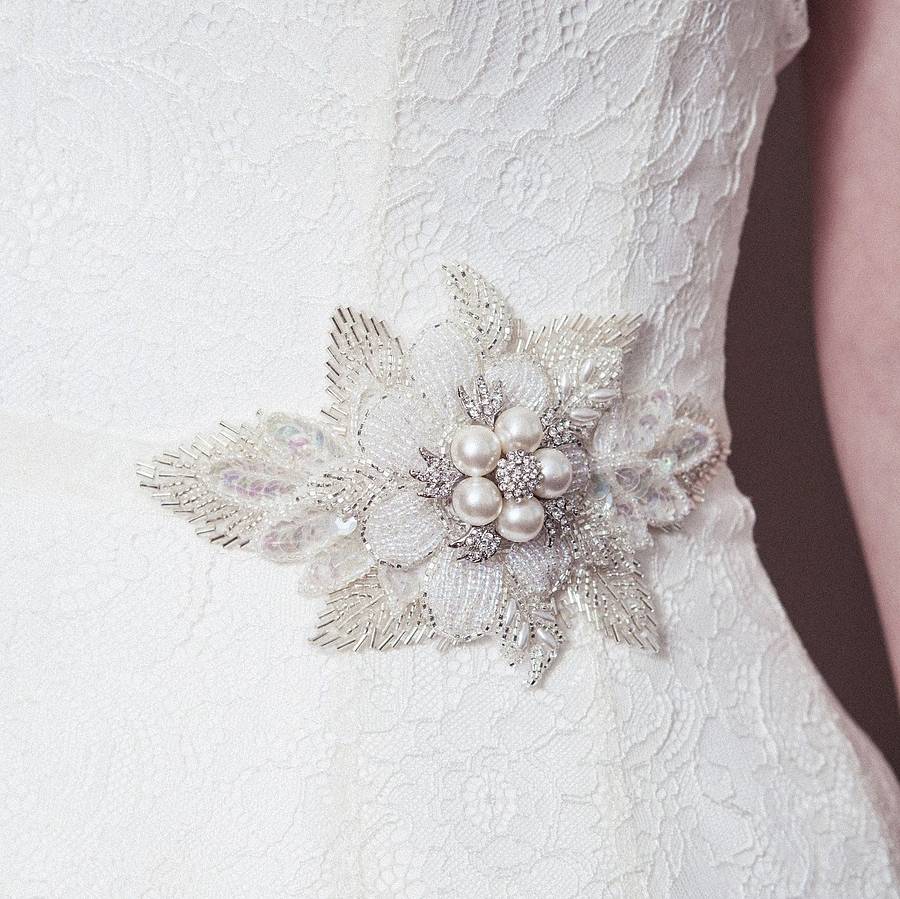 Lily Beaded Flower Wedding Headband By Debbie Carlisle
