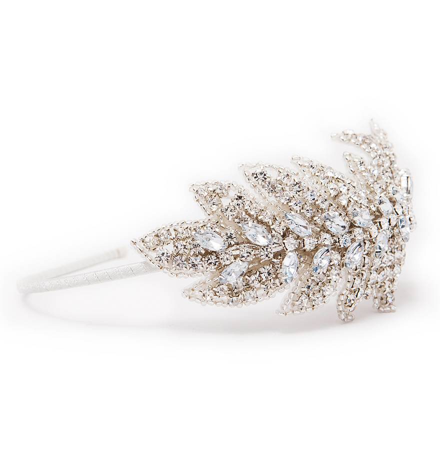 Lauren Diamante Leaf Wedding Headband By Debbie Carlisle