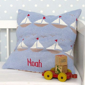 Personalised Knitted Boats Cushion, 4 of 4