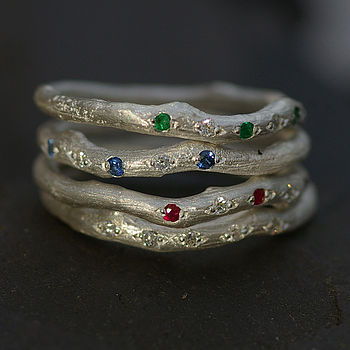 Eternity Ring Set With Ruby And Diamond, 2 of 4
