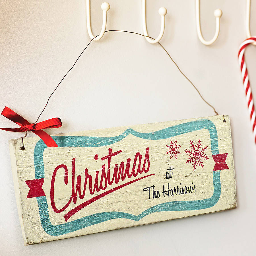 personalised vintage style christmas sign by delightful living