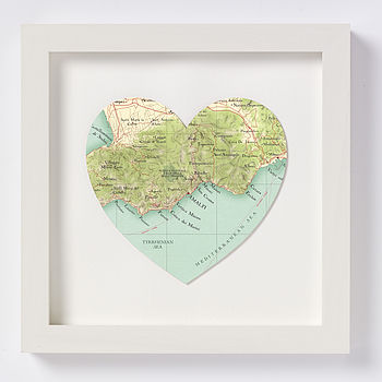 Amalfi Map Heart Wedding Anniversary Print By Bombus Off The Peg ...