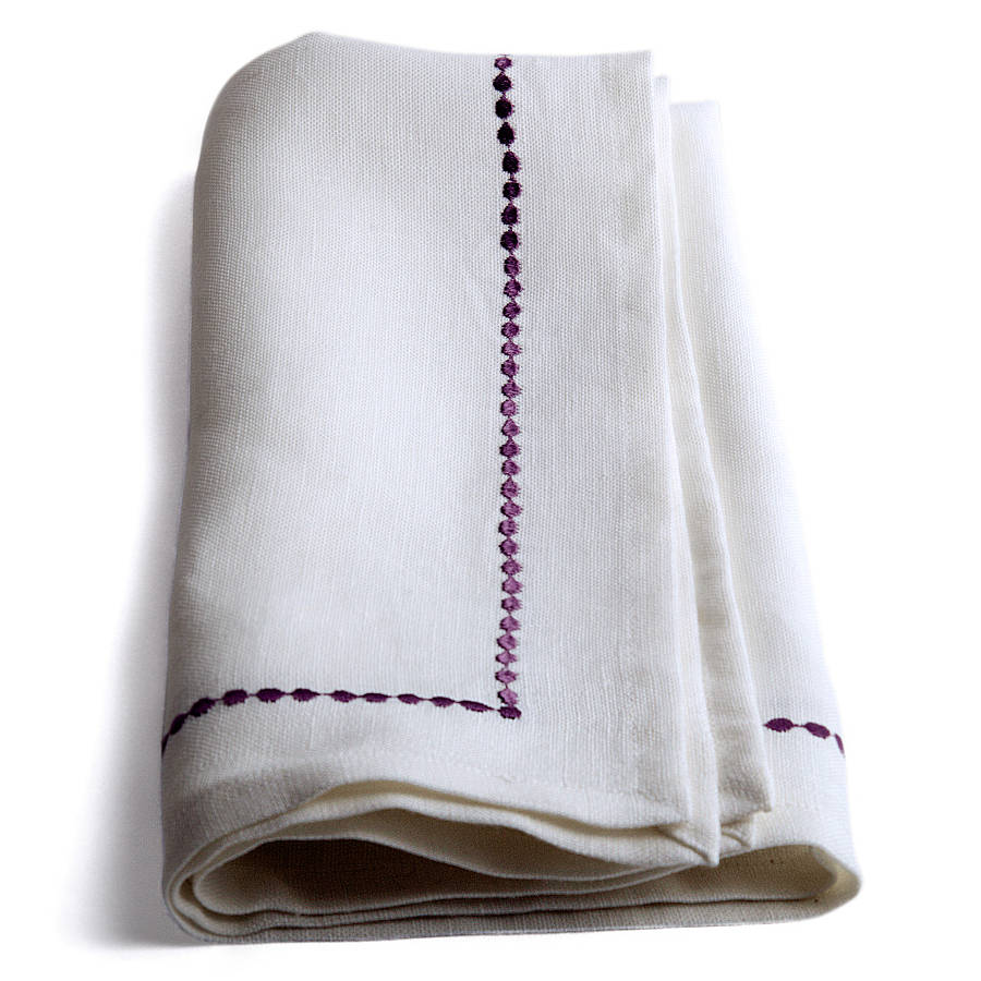 linen embroidered napkin by home address