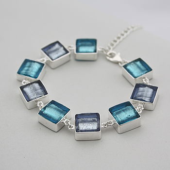 Silver Bracelet With Murano Glass Squares, 7 of 7