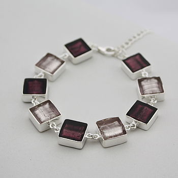 Silver Bracelet With Murano Glass Squares, 5 of 7