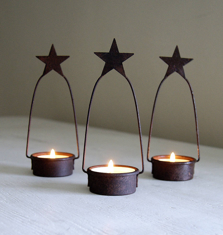 Set Of Two Star Tea Light Holders By Clem & Co