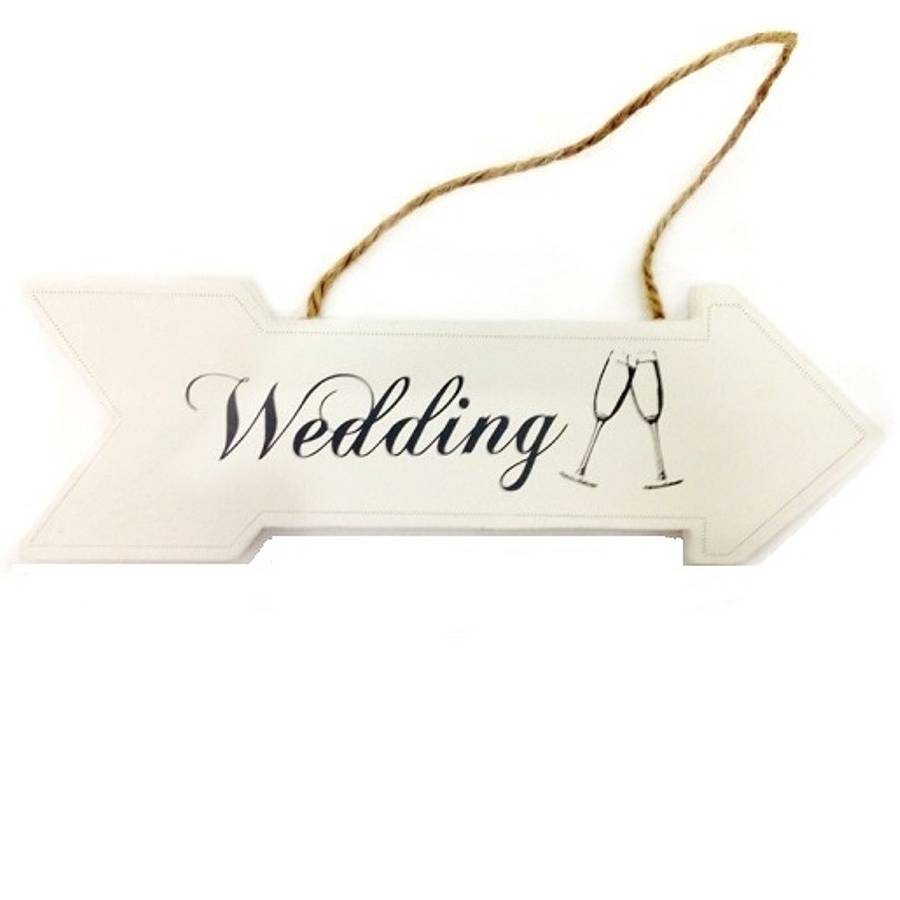 Wooden Hanging Wedding Arrow Sign By British and Bespoke ...