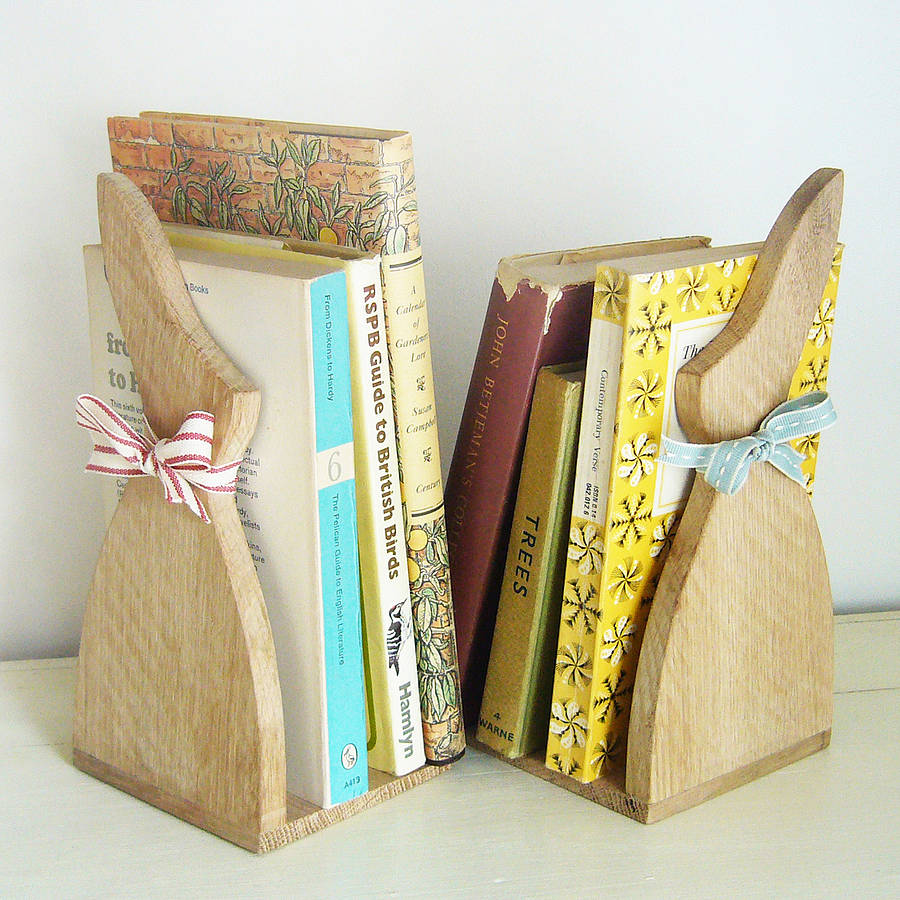 Pair Of Oak Bunny Bookends, 1 of 3
