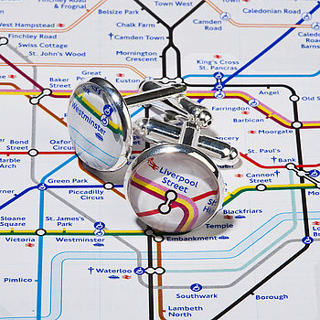 Personalised Silver Plated London Tube Map Cufflinks, 2 of 3