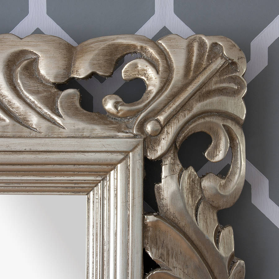 carved wood gilt silver mirror by decorative mirrors ...