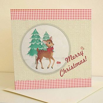 Retro Style Festive Deer Christmas Card, 2 of 3
