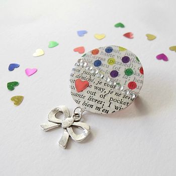Spotty Upcycled Vintage Paper Brooch, 2 of 3
