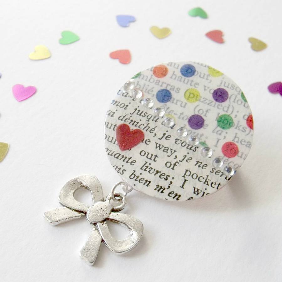 Spotty Upcycled Vintage Paper Brooch, 1 of 3