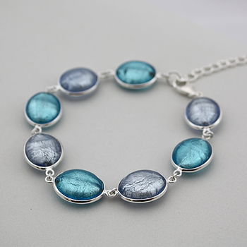 Silver Bracelet With Murano Glass Ovals, 8 of 9
