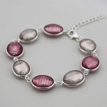 Silver Bracelet With Murano Glass Ovals, 7 of 9