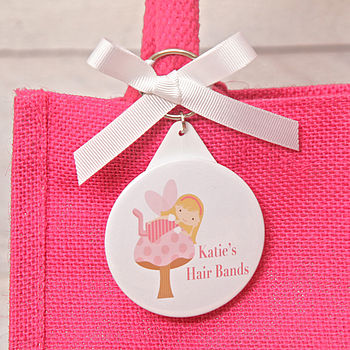 Personalised Fairy Key Ring Jute Gift Bag, 4 of 5