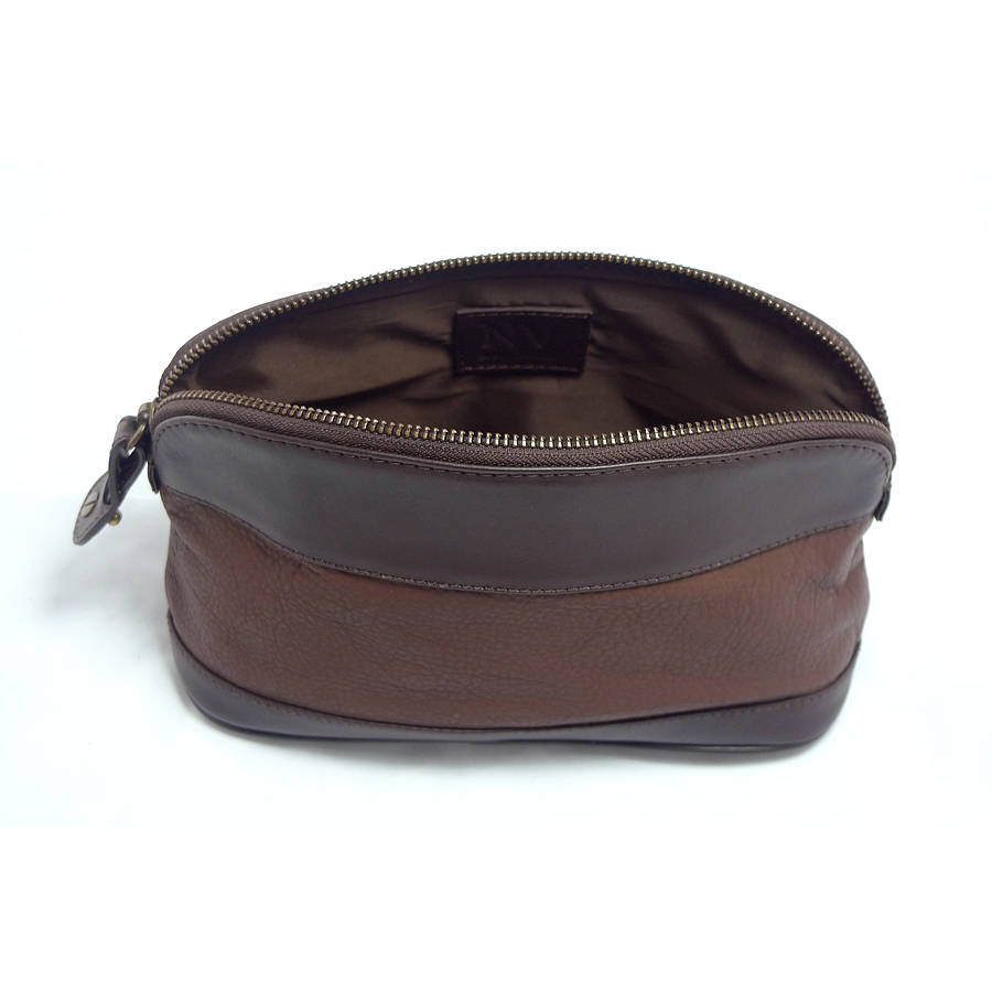 personalised corporate gift leather wash bag by nv london calcutta ...