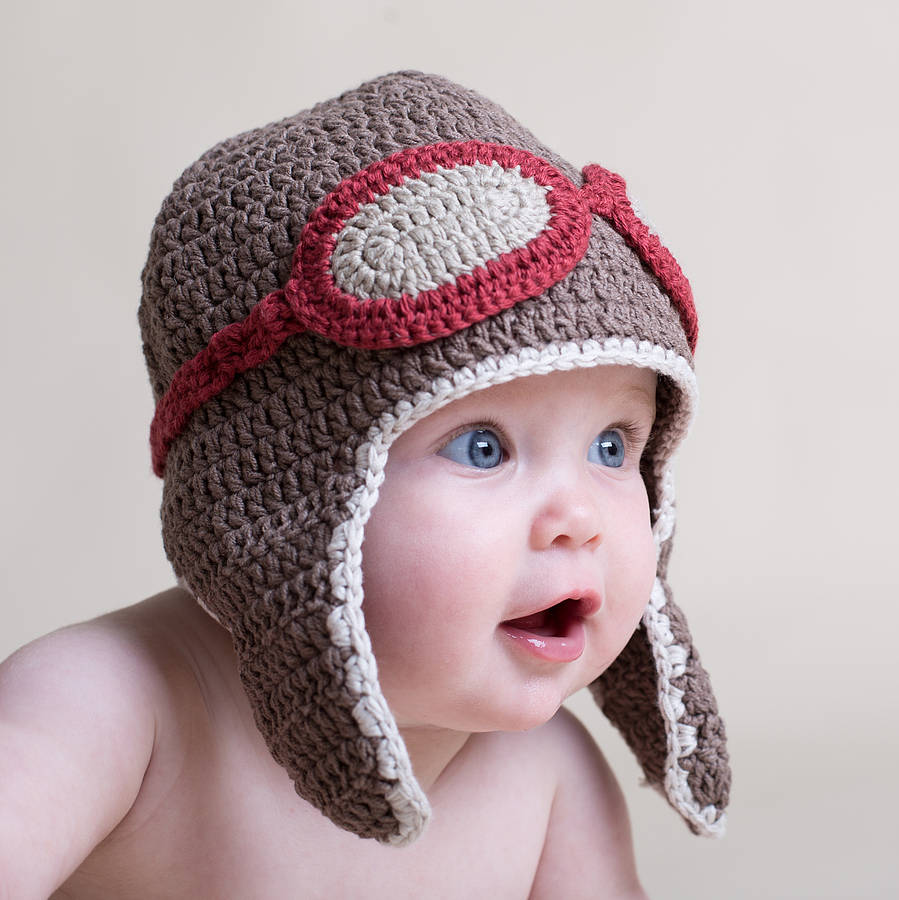 Hand Crochet Baby Aviator Hat, 1 of 3