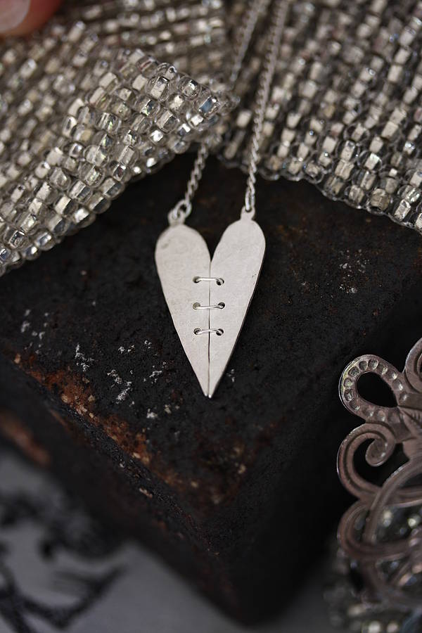 handmade silver sewn heart pendant by jemima lumley jewellery ...