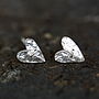 Handmade Silver Sewn Heart Stud Earrings, thumbnail 4 of 9