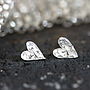 Handmade Silver Sewn Heart Stud Earrings, thumbnail 1 of 9