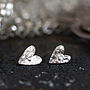Handmade Silver Sewn Heart Stud Earrings, thumbnail 2 of 9