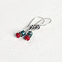 Chrysocolla And Coral Gemstone Earrings, thumbnail 2 of 8