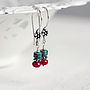 Chrysocolla And Coral Gemstone Earrings, thumbnail 4 of 8
