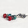 Chrysocolla And Coral Gemstone Earrings, thumbnail 5 of 8
