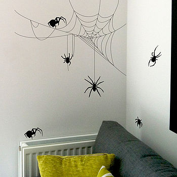 Halloween Spider And Cobweb Wall Sticker Set, 2 of 3