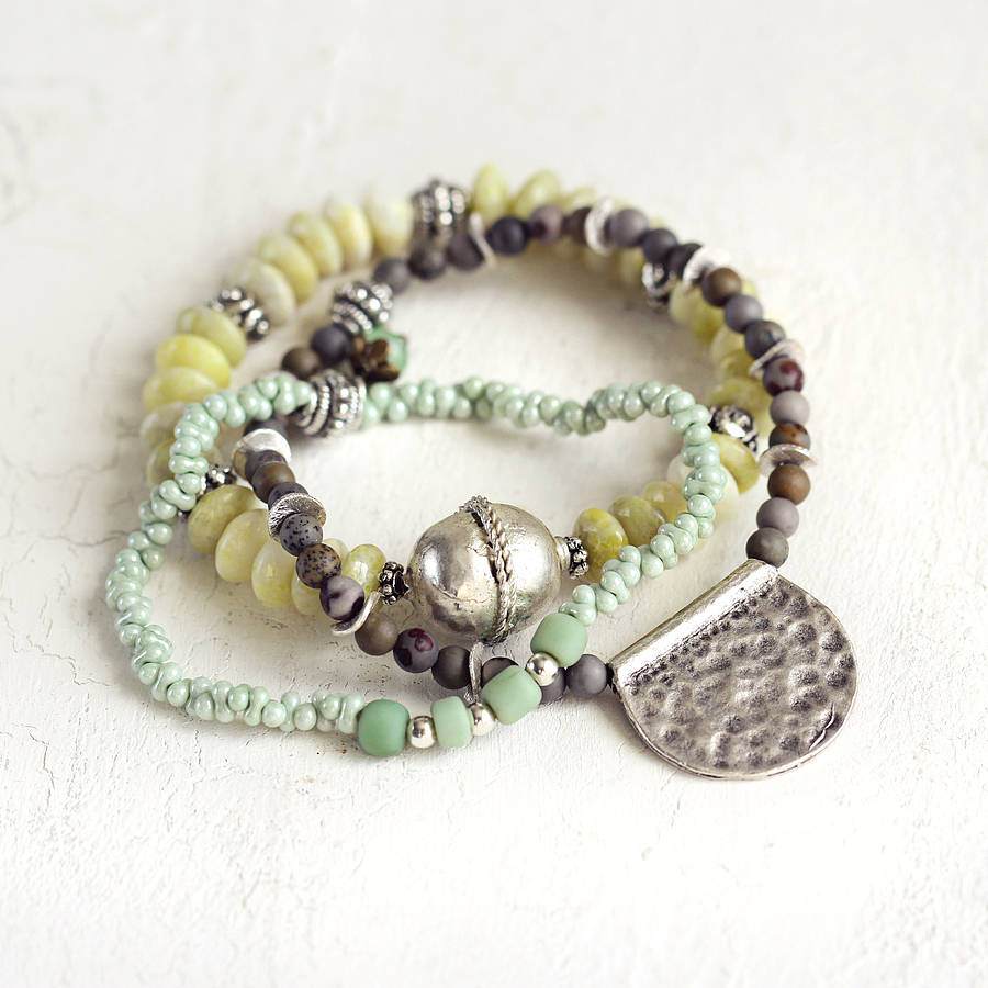 Jade And Jasper Gemstone Bracelet Set By Artique Boutique ...