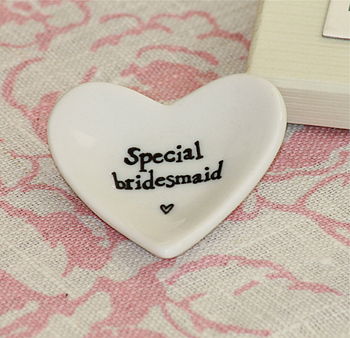 'Special Bridesmaid' Tiny Porcelain Heart, 3 of 10