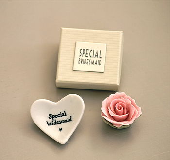 'Special Bridesmaid' Tiny Porcelain Heart, 6 of 10