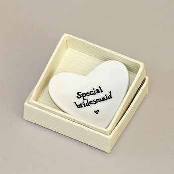 'Special Bridesmaid' Tiny Porcelain Heart, 8 of 10