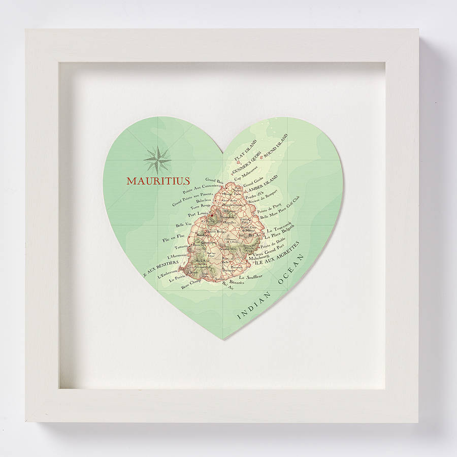 Mauritius Map Heart Wedding Anniversary Print, 1 of 4
